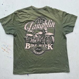 Men's Laughlin T-Shirt Green Motorcycle L Bike Week Racing Desert USA Nevada